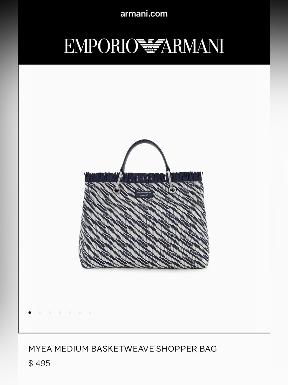 Emporio Armani MYEA MEDIUM BASKETWEAVE SHOPPER BAG